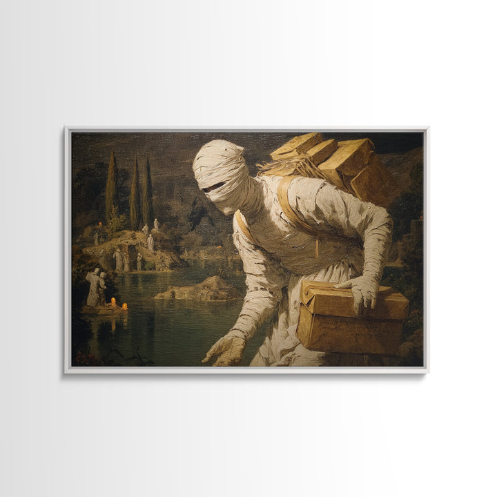 The Mummy Mail Carrier, Symbolist Gothic Landscape, Landscape Wall Art, Dark Fantasy Wall Art, Canvas Print, Halloween Wall Art