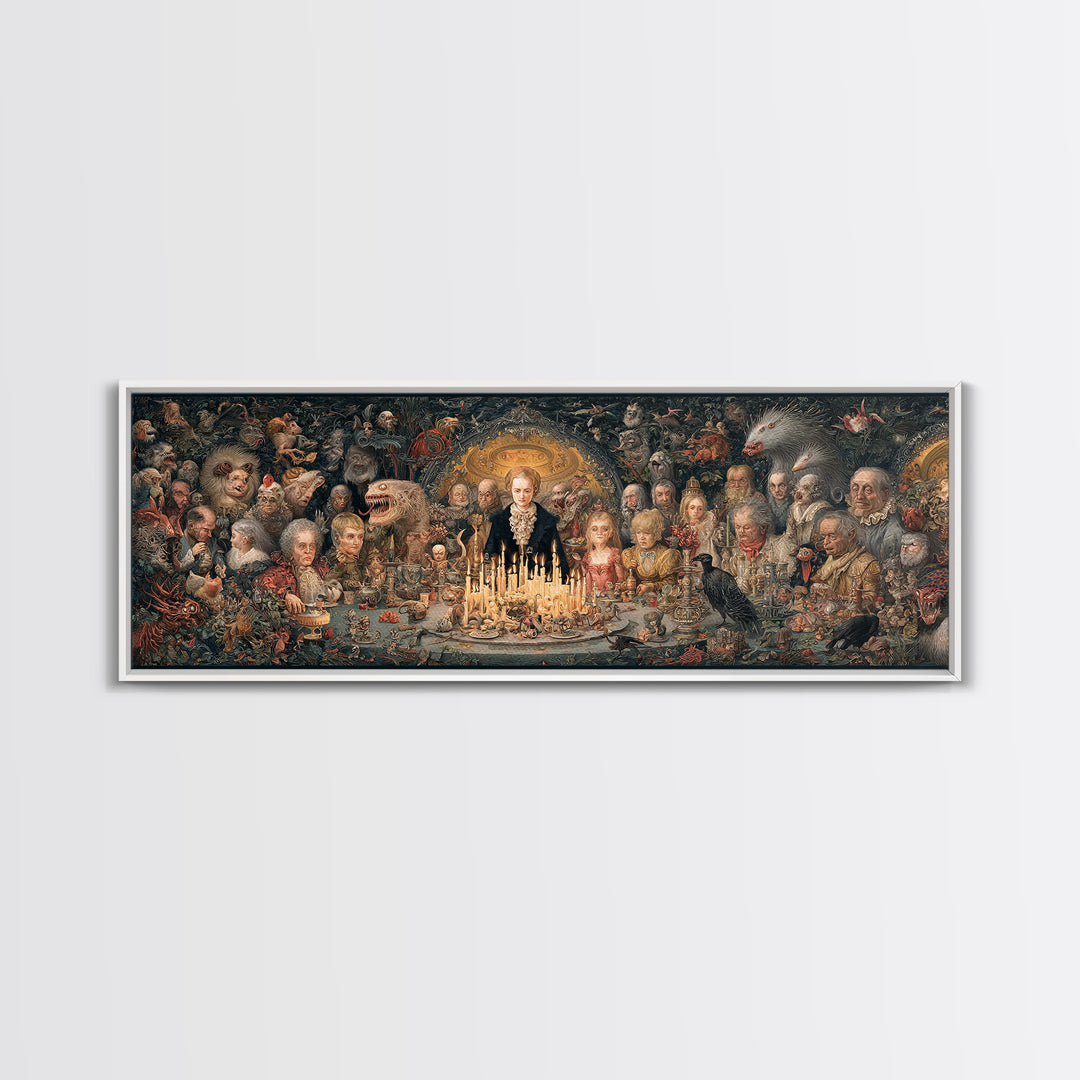 The Monster Family Portrait, Medieval Grotesque Art, Extra Wide Wall Art, Gothic Horror Wall Art, Canvas Print, Halloween Wall Art