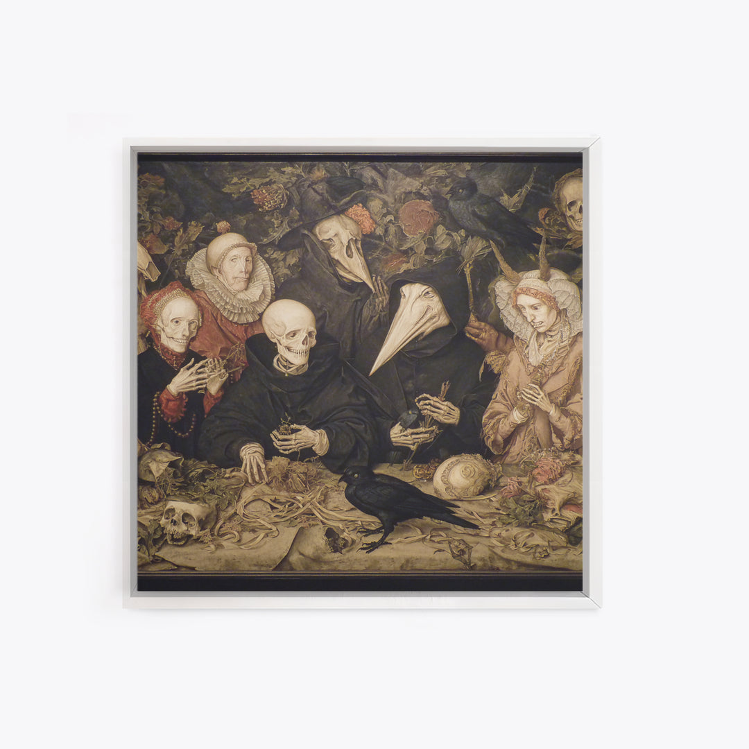 The Monster Family Portrait, Danse Macabre Art, Square Wall Art, Macabre Wall Art, Framed Canvas Print