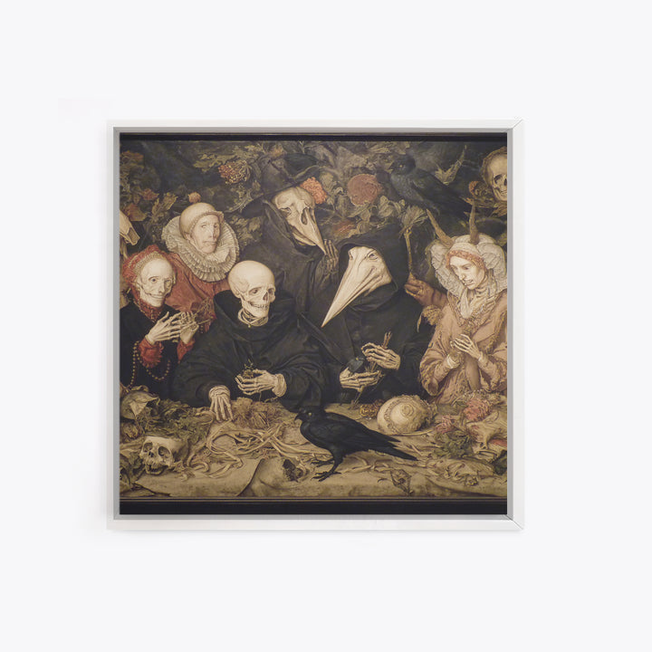 The Monster Family Portrait, Danse Macabre Art, Square Wall Art, Macabre Wall Art, Framed Canvas Print