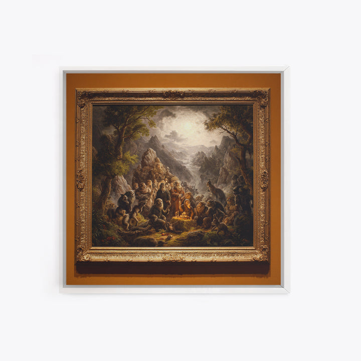 The Monster Family Portrait, Baroque Witchcraft Art, Square Wall Art, Gothic Horror Wall Art, Canvas Print, Halloween Wall Art