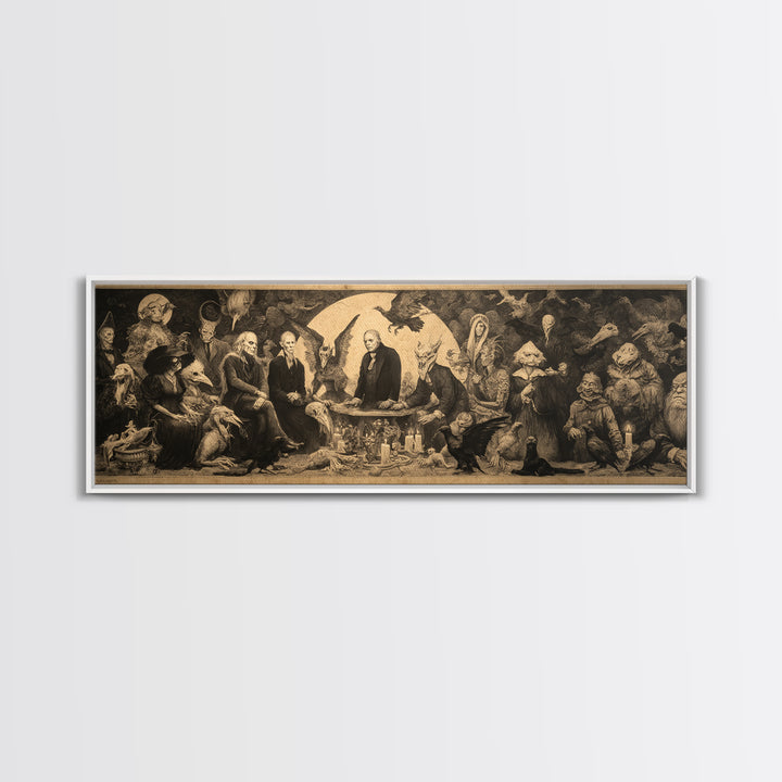 The Monster Family Portrait, Dark Romantic Horror Art, Extra Wide Wall Art, Dark Halloween Decor, Canvas Print, Halloween Wall Art