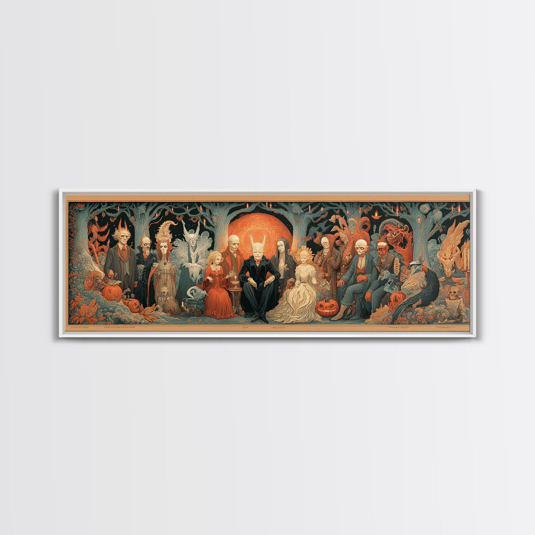 The Monster Family Portrait, Visionary Gothic Art, Extra Wide Wall Art, Dark Fantasy Wall Art, Canvas Print, Halloween Wall Art