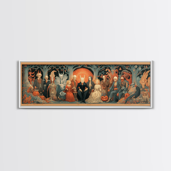 The Monster Family Portrait, Visionary Gothic Art, Extra Wide Wall Art, Dark Fantasy Wall Art, Canvas Print, Halloween Wall Art