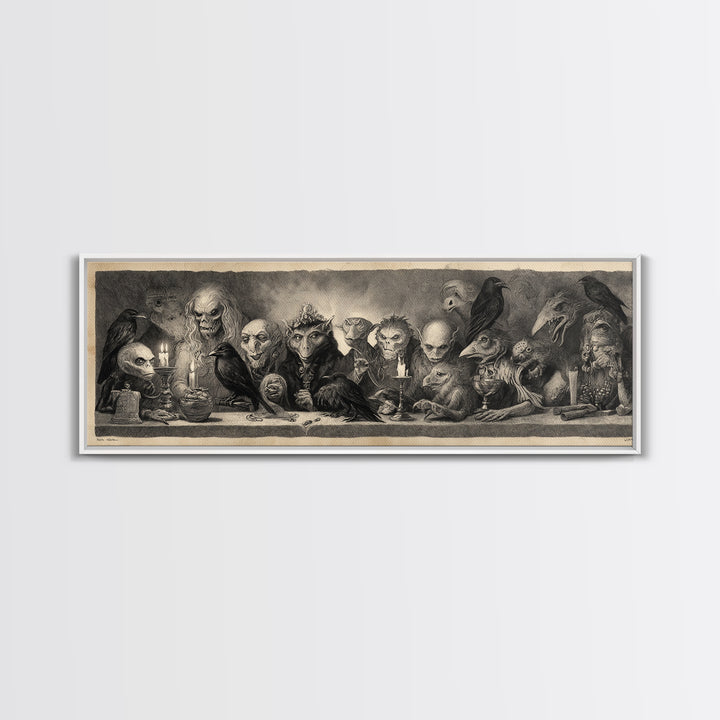 The Monster Family Portrait, Expressionist Nightmare Art, Extra Wide Wall Art, Dark Fantasy Wall Art, Framed Canvas Print