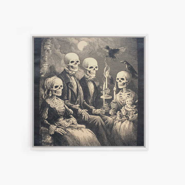 The Monster Family Portrait, Macabre Folk Print Art, Square Wall Art, Gothic Horror Wall Art, Canvas Print, Halloween Wall Art