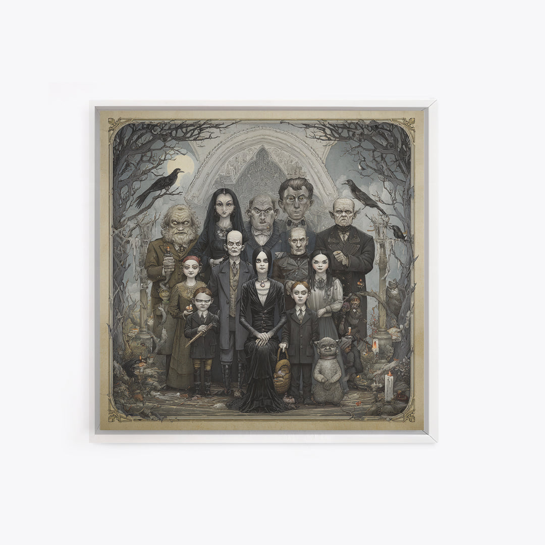 The Monster Family Portrait, Victorian Macabre Art, Square Wall Art, Gothic Horror Wall Art, Canvas Print, Halloween Wall Art