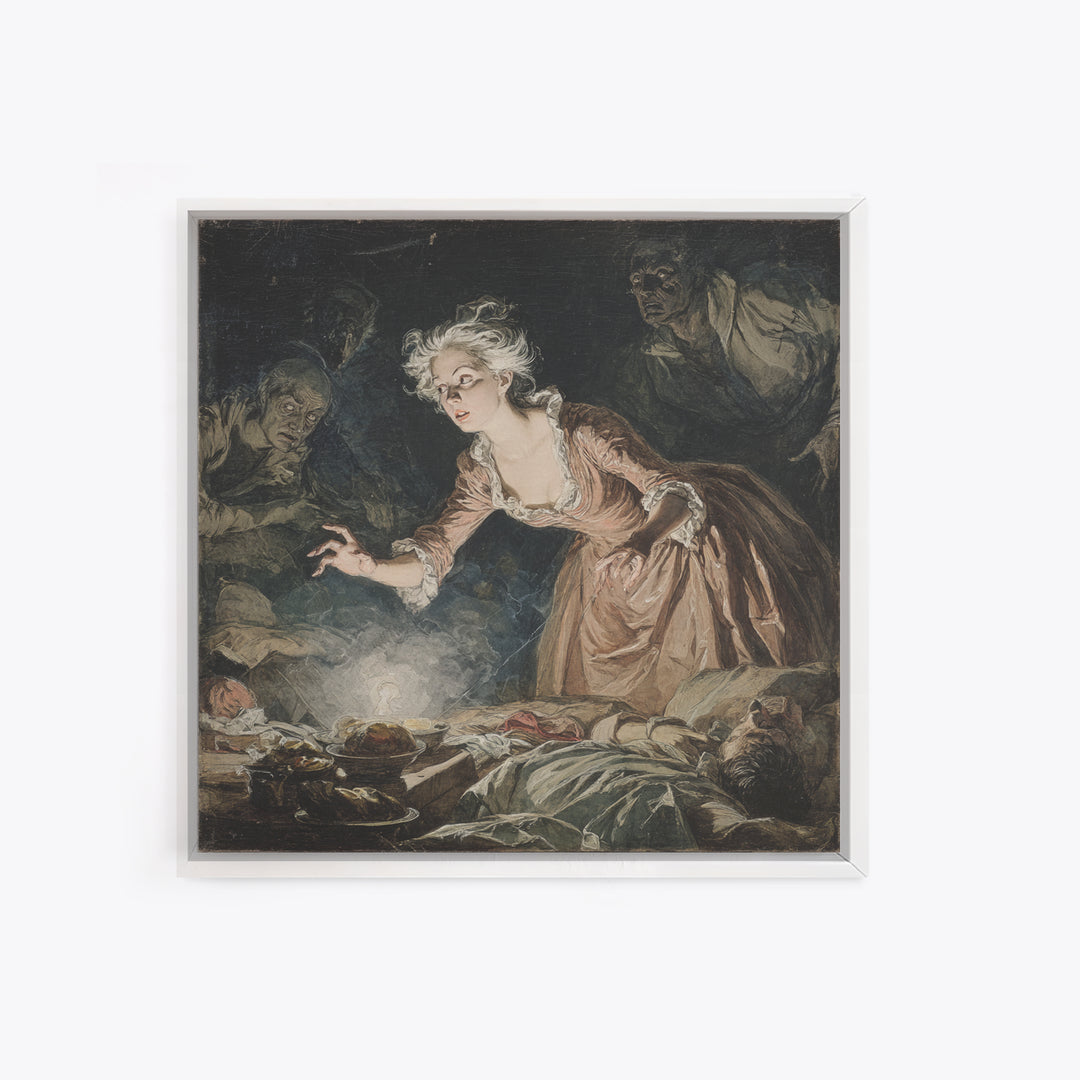 The Spider Sewing Circle, Gothic Nightmare Art, Square Wall Art, Gothic Horror Wall Art, Canvas Print, Halloween Wall Art
