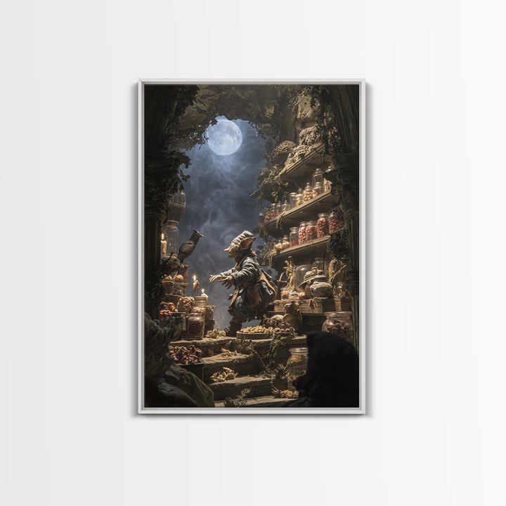 The Goblin Candy Shop, Baroque Witchcraft Art, Vertical Wall Art, Dark Fantasy Wall Art, Canvas Print, Halloween Wall Art