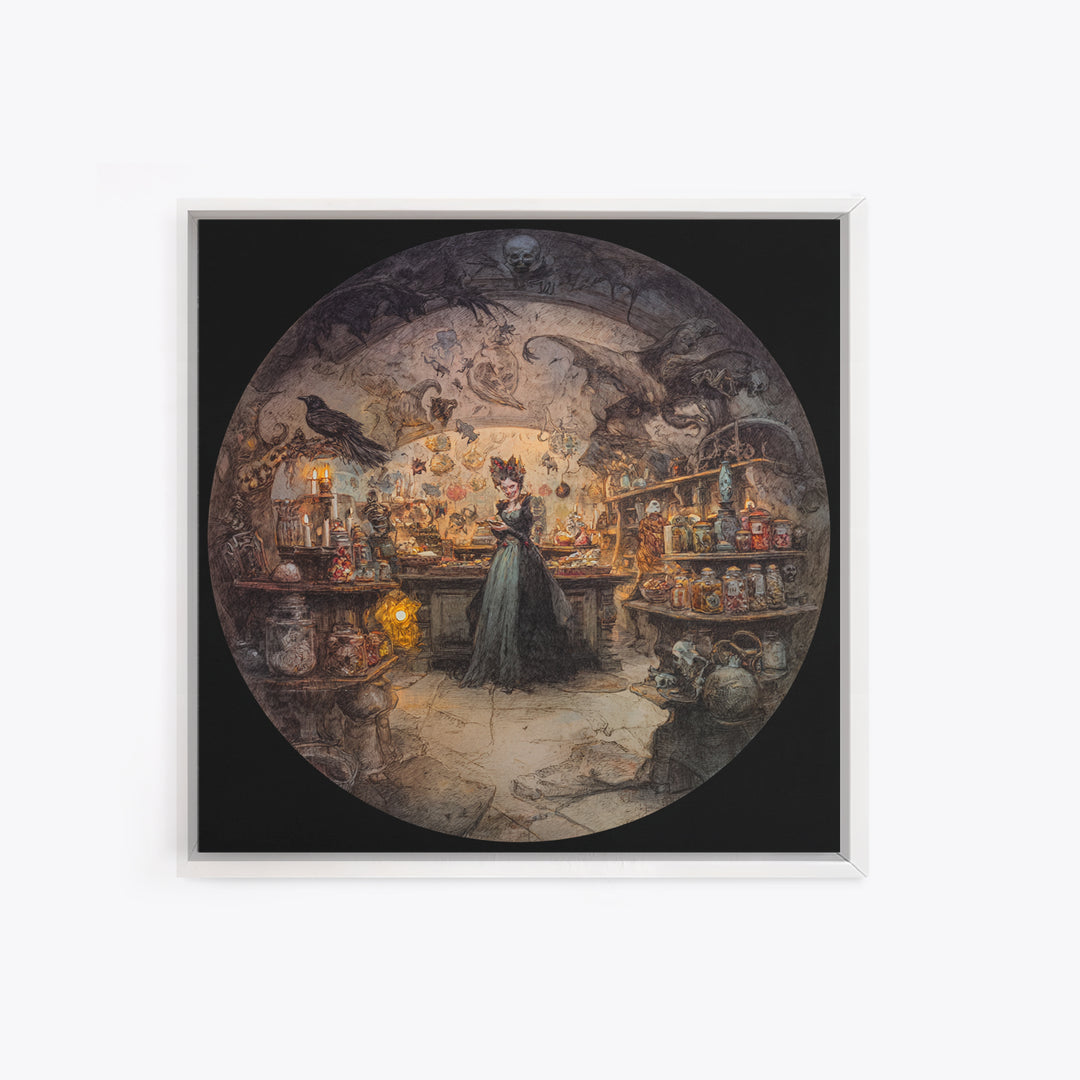 The Goblin Candy Shop, Decadent Gothic Art, Square Wall Art, Dark Fantasy Wall Art, Canvas Print, Halloween Wall Art