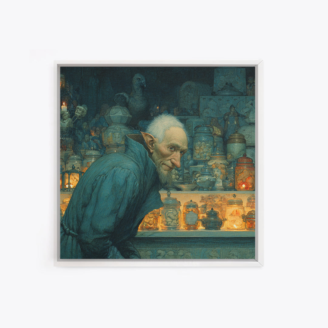 The Goblin Candy Shop, Symbolist Death Art, Square Wall Art, Macabre Wall Art, Canvas Print, Halloween Wall Art, Gothic Home Decor