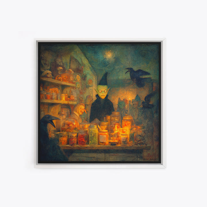 The Goblin Candy Shop, Expressionist Gothic Art, Square Wall Art, Dark Halloween Decor, Canvas Print, Halloween Wall Art, Gothic Home Decor