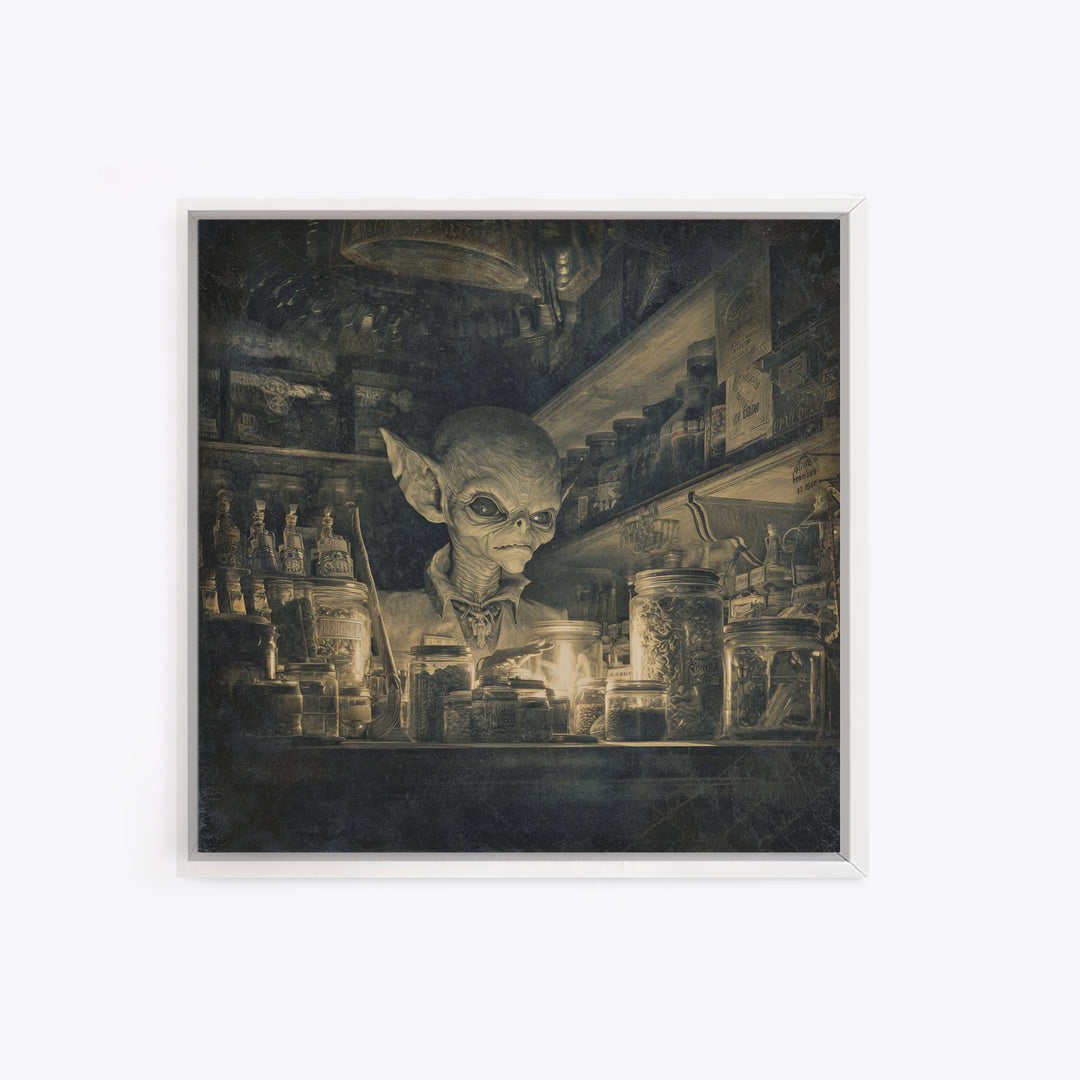 The Goblin Candy Shop, Biomechanical Horror Art, Square Wall Art, Macabre Wall Art, Canvas Print, Halloween Wall Art, Gothic Home Decor