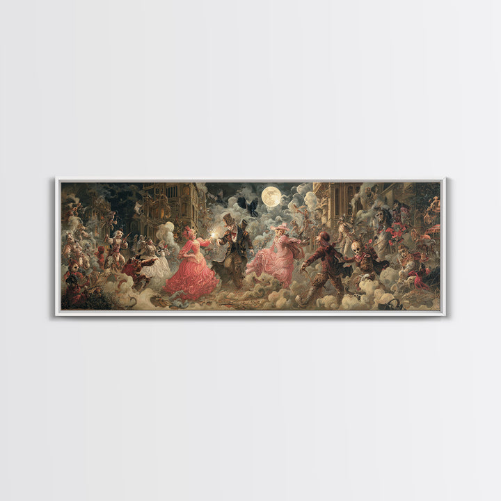 The Haunted Toy Parade, Gothic Engraving Art, Extra Wide Wall Art, Gothic Horror Wall Art, Canvas Print, Halloween Wall Art