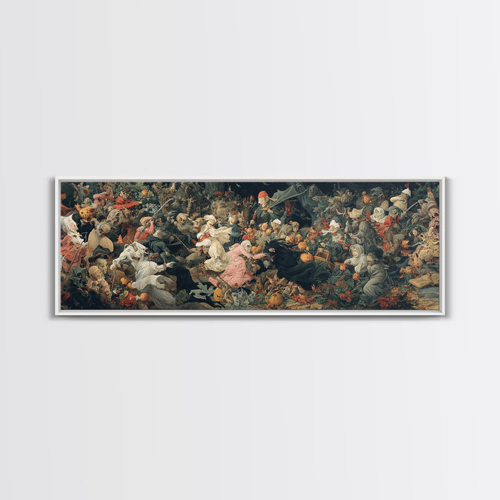 The Haunted Toy Parade, Medieval Grotesque Art, Extra Wide Wall Art, Dark Halloween Decor, Canvas Print, Halloween Wall Art