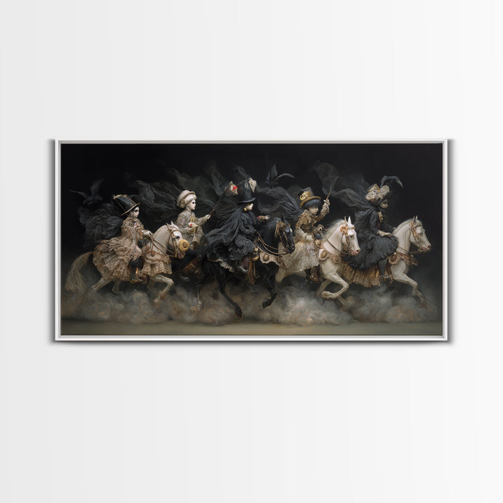 The Haunted Toy Parade, Dark Romantic Horror Art, Wide Panoramic Art, Gothic Horror Wall Art, Canvas Print, Halloween Wall Art