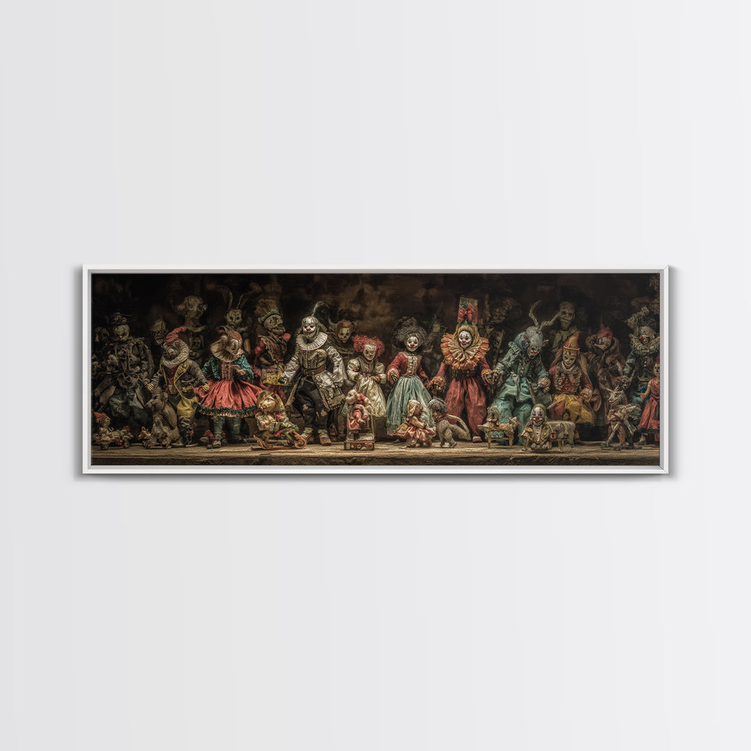 The Haunted Toy Parade, Gothic Nightmare Art, Extra Wide Wall Art, Gothic Horror Wall Art, Framed Canvas Print, Halloween Wall Art