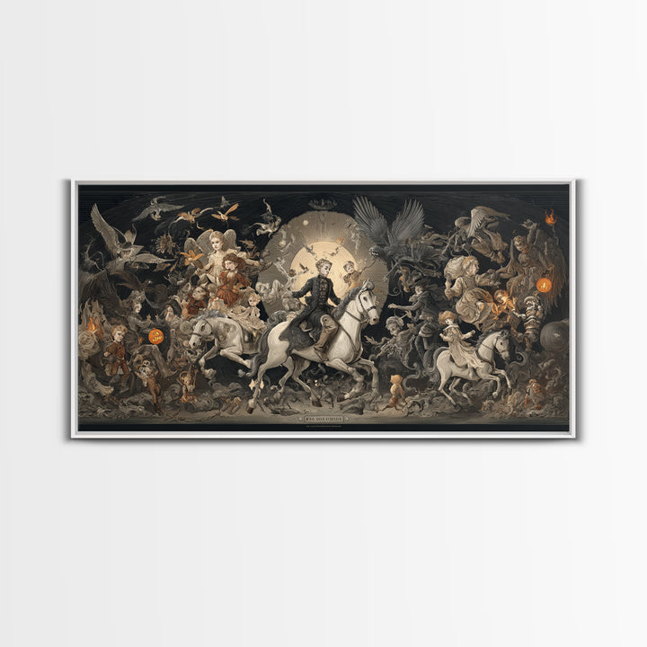 The Haunted Toy Parade, Visionary Gothic Art, Wide Panoramic Art, Dark Fantasy Wall Art, Canvas Print, Halloween Wall Art