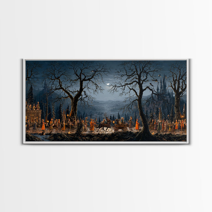 The Haunted Toy Parade, Romantic Gothic Landscape, Wide Panoramic Art, Macabre Wall Art, Canvas Print, Halloween Wall Art