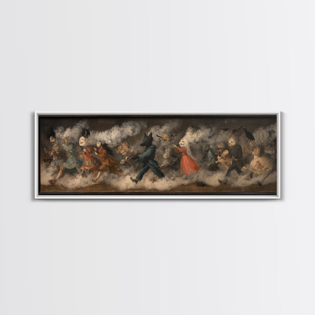 The Haunted Toy Parade, Symbolist Dream Art, Extra Wide Wall Art, Dark Fantasy Wall Art, Canvas Print, Halloween Wall Art