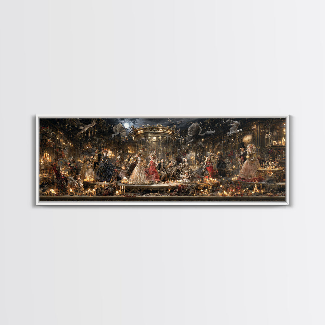 The Haunted Toy Parade, Ornate Symbolist Art, Extra Wide Wall Art, Dark Fantasy Wall Art, Framed Canvas Print, Halloween Wall Art