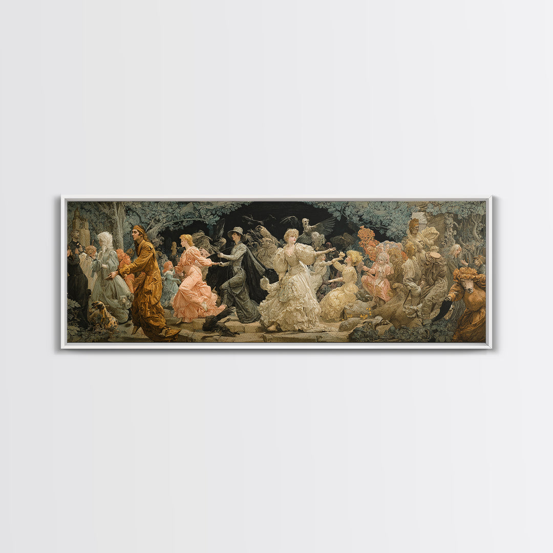 The Haunted Toy Parade, Symbolist Death Art, Extra Wide Wall Art, Macabre Wall Art, Framed Canvas Print, Halloween Wall Art