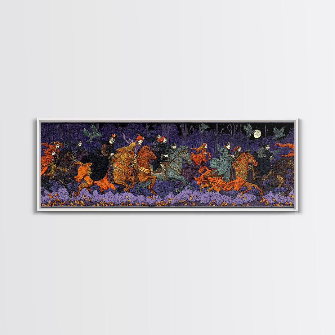 The Haunted Toy Parade, Stained Glass Gothic Art, Extra Wide Wall Art, Dark Fantasy Wall Art, Framed Canvas Print, Halloween Wall Art