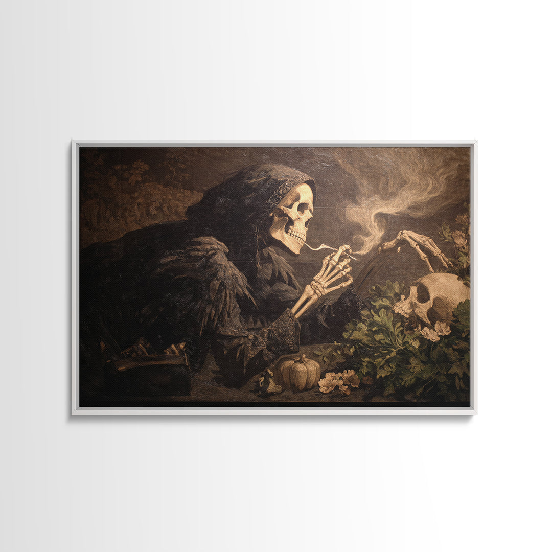 The Skeleton Gardeners, Dark Symbolist Art, Landscape Wall Art, Gothic Horror Wall Art, Framed Canvas Print, Halloween Wall Art