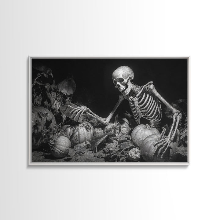 The Skeleton Gardeners, Biomechanical Horror Art, Landscape Wall Art, Gothic Horror Wall Art, Canvas Print, Halloween Wall Art