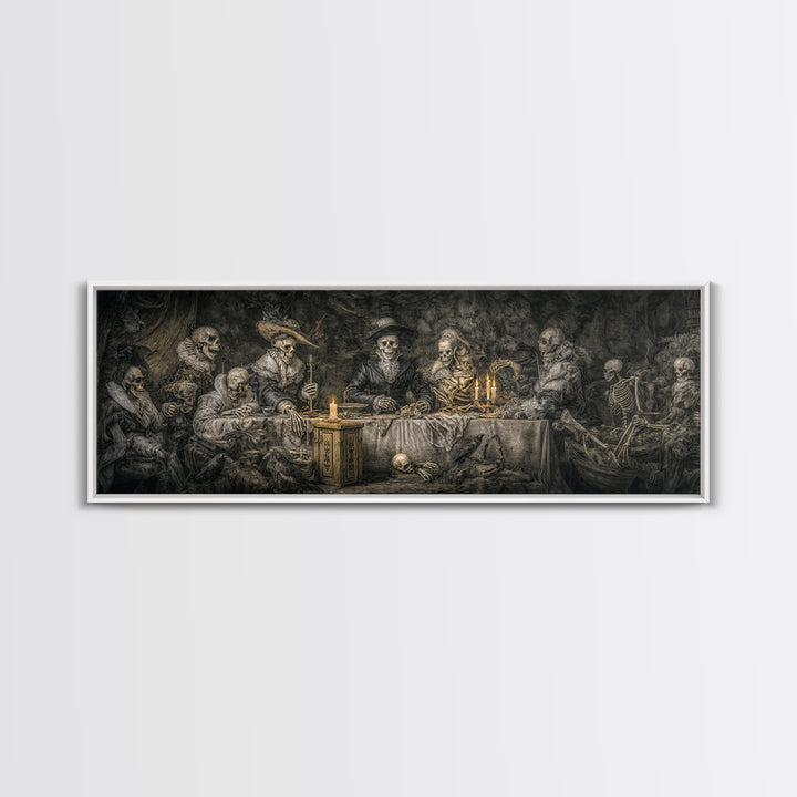 The Ghost Pirate Picnic, Danse Macabre Art, Extra Wide Wall Art, Dark Halloween Decor, Canvas Print, Halloween Wall Art