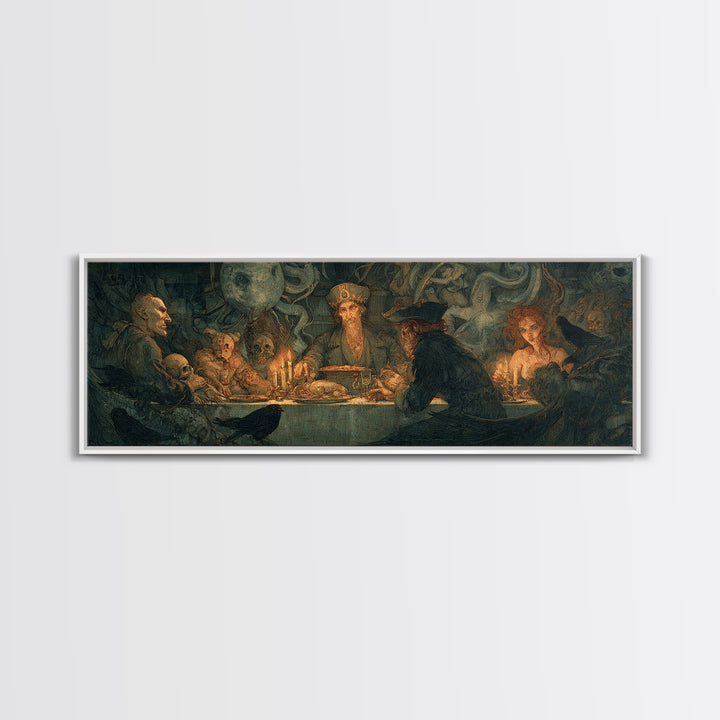 The Ghost Pirate Picnic, Dark Symbolist Art, Extra Wide Wall Art, Gothic Horror Wall Art, Framed Canvas Print, Halloween Wall Art