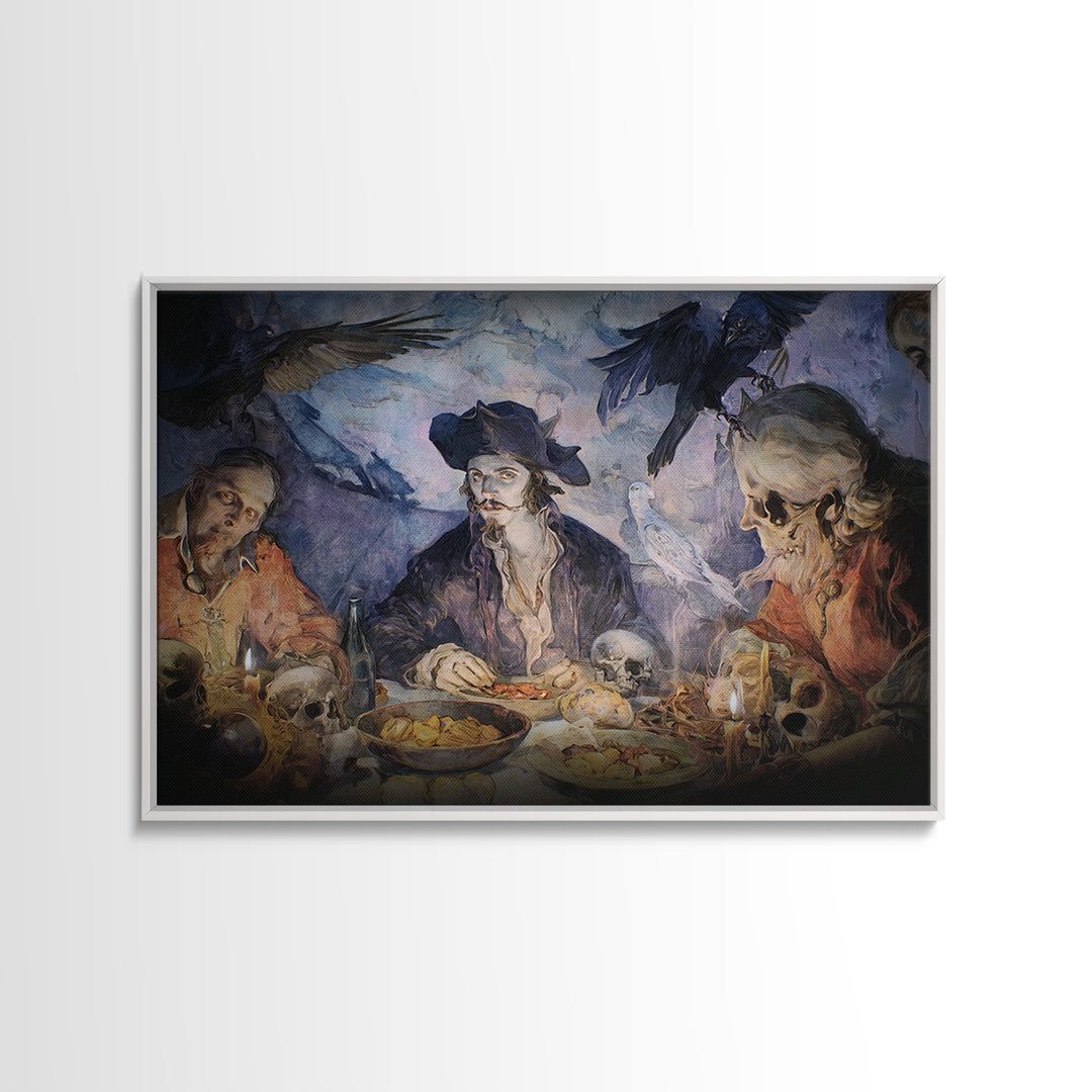 The Ghost Pirate Picnic, Expressionist Gothic Art, Landscape Wall Art, Dark Fantasy Wall Art, Canvas Print, Halloween Wall Art