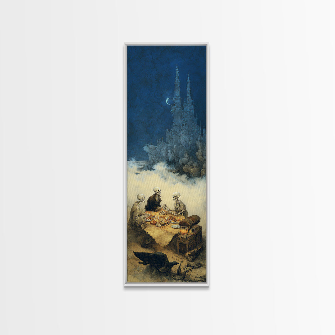The Ghost Pirate Picnic, Surreal Apocalyptic Art, Tall Narrow Wall Art, Dark Fantasy Wall Art, Canvas Print, Halloween Wall Art
