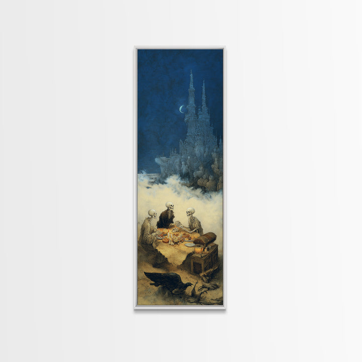 The Ghost Pirate Picnic, Surreal Apocalyptic Art, Tall Narrow Wall Art, Dark Fantasy Wall Art, Canvas Print, Halloween Wall Art