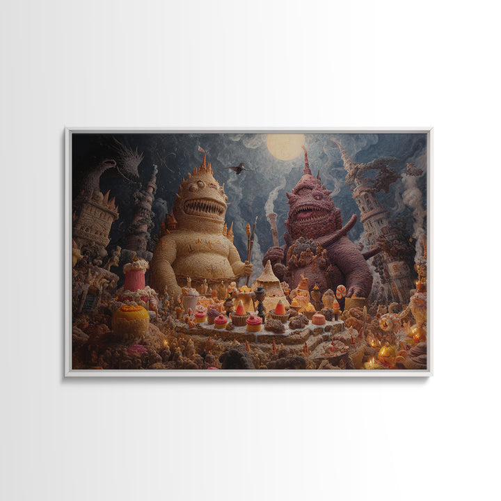 The Candy Corn Kingdom, Medieval Grotesque Art, Landscape Wall Art, Macabre Wall Art, Canvas Print, Halloween Wall Art