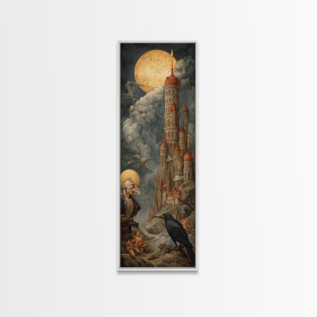 The Candy Corn Kingdom, Dark Renaissance Art, Tall Narrow Wall Art, Gothic Horror Wall Art, Framed Canvas Print
