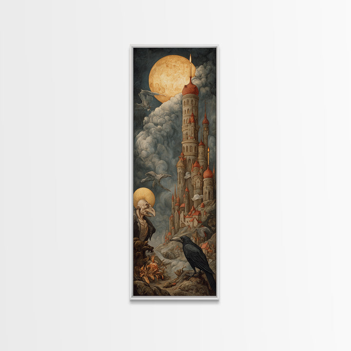 The Candy Corn Kingdom, Dark Renaissance Art, Tall Narrow Wall Art, Gothic Horror Wall Art, Framed Canvas Print
