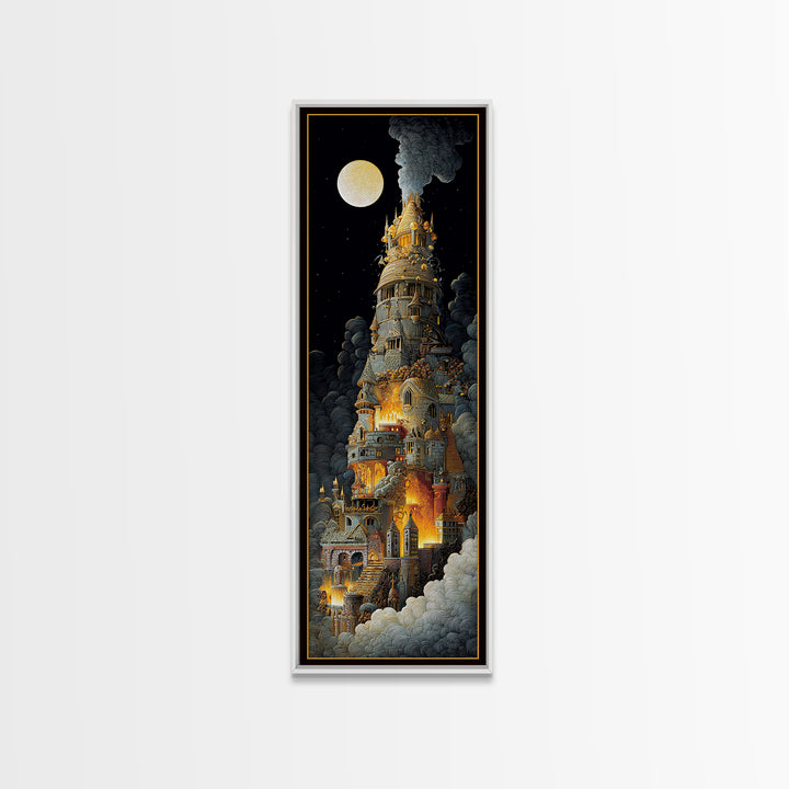 The Candy Corn Kingdom, Visionary Gothic Art, Tall Narrow Wall Art, Dark Halloween Decor, Framed Canvas Print, Halloween Wall Art