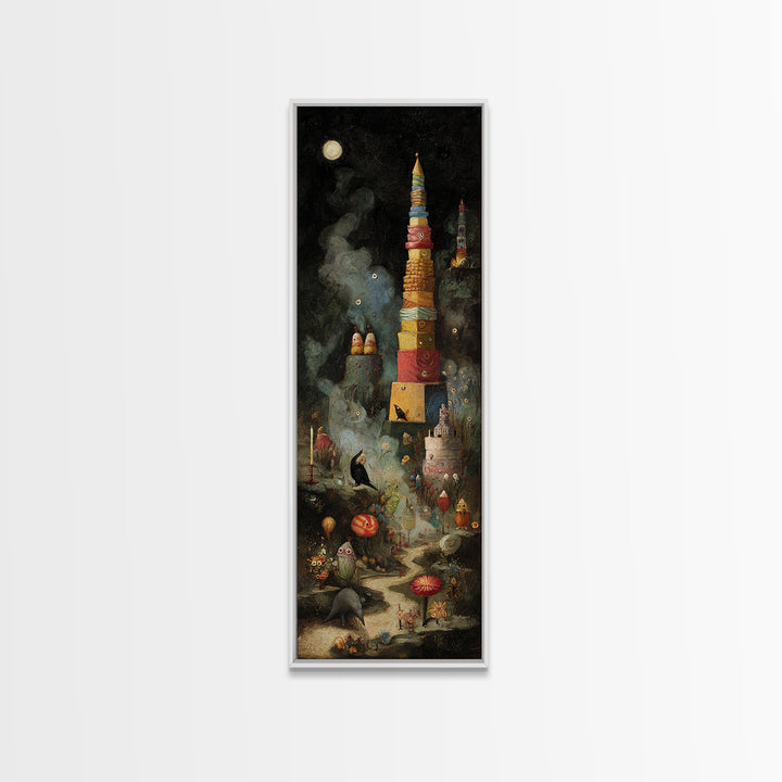 The Candy Corn Kingdom, Symbolist Dream Art, Tall Narrow Wall Art, Dark Fantasy Wall Art, Canvas Print, Halloween Wall Art