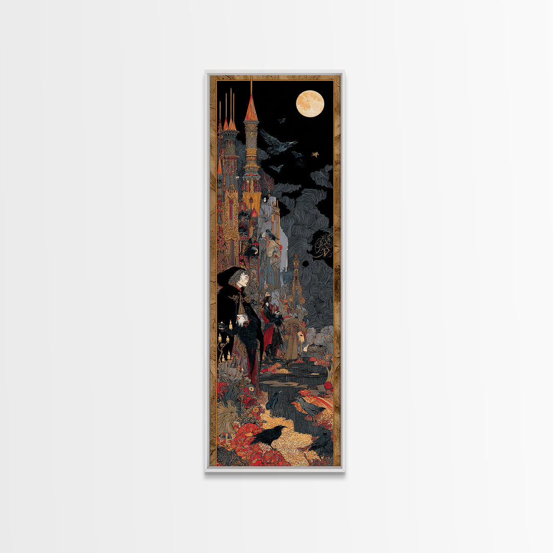 The Candy Corn Kingdom, Stained Glass Gothic Art, Tall Narrow Wall Art, Dark Fantasy Wall Art, Canvas Print, Halloween Wall Art