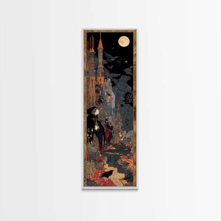 The Candy Corn Kingdom, Stained Glass Gothic Art, Tall Narrow Wall Art, Dark Fantasy Wall Art, Canvas Print, Halloween Wall Art