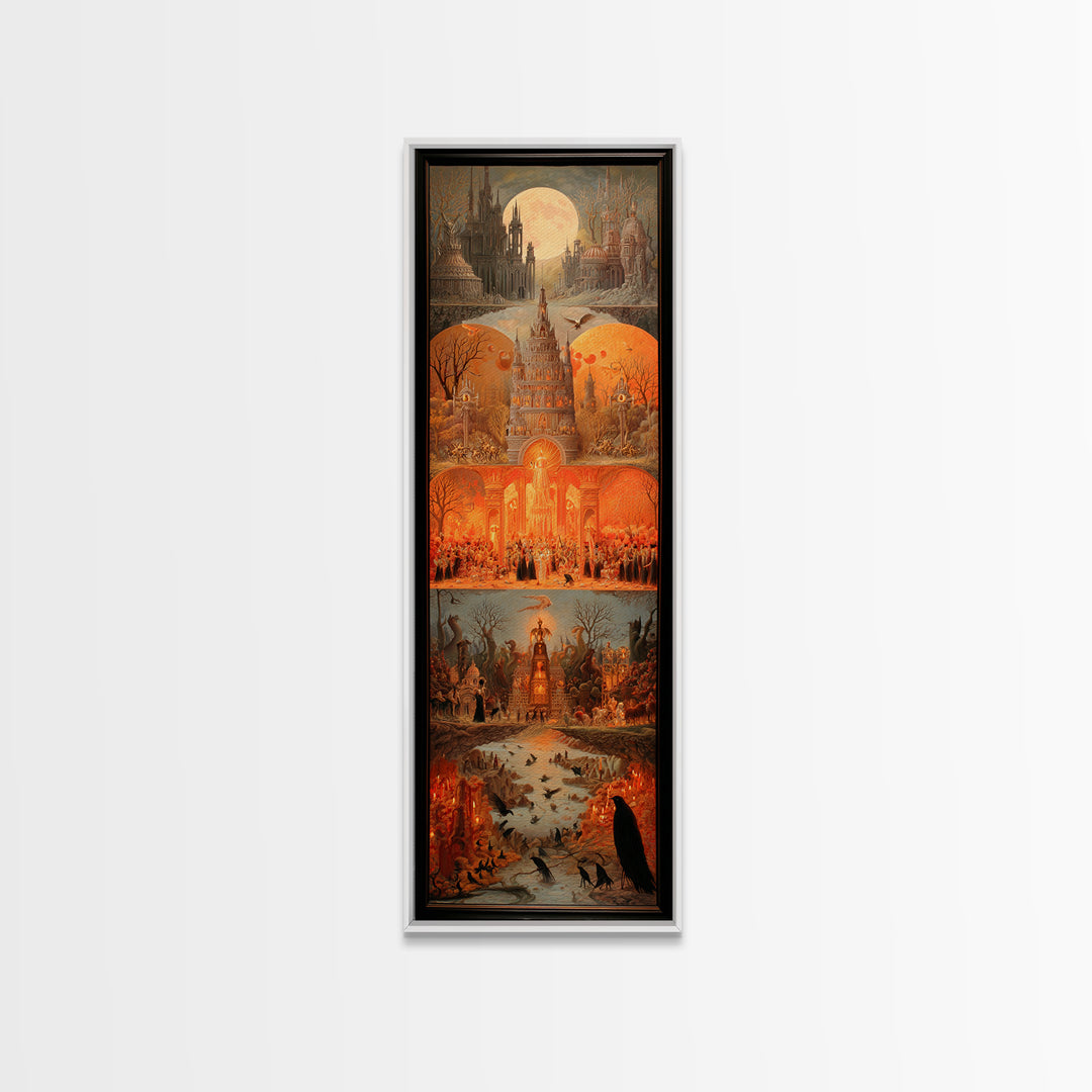 The Candy Corn Kingdom, Surreal Apocalyptic Art, Tall Narrow Wall Art, Dark Halloween Decor, Framed Canvas Print, Halloween Wall Art