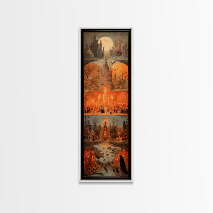 The Candy Corn Kingdom, Surreal Apocalyptic Art, Tall Narrow Wall Art, Dark Halloween Decor, Framed Canvas Print, Halloween Wall Art