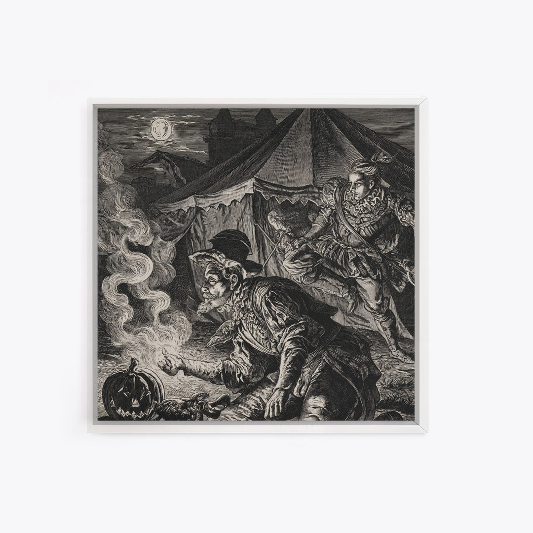 The Jack-O'-Lantern Circus, Renaissance Engraving Art, Square Wall Art, Dark Fantasy Wall Art, Canvas Print, Halloween Wall Art