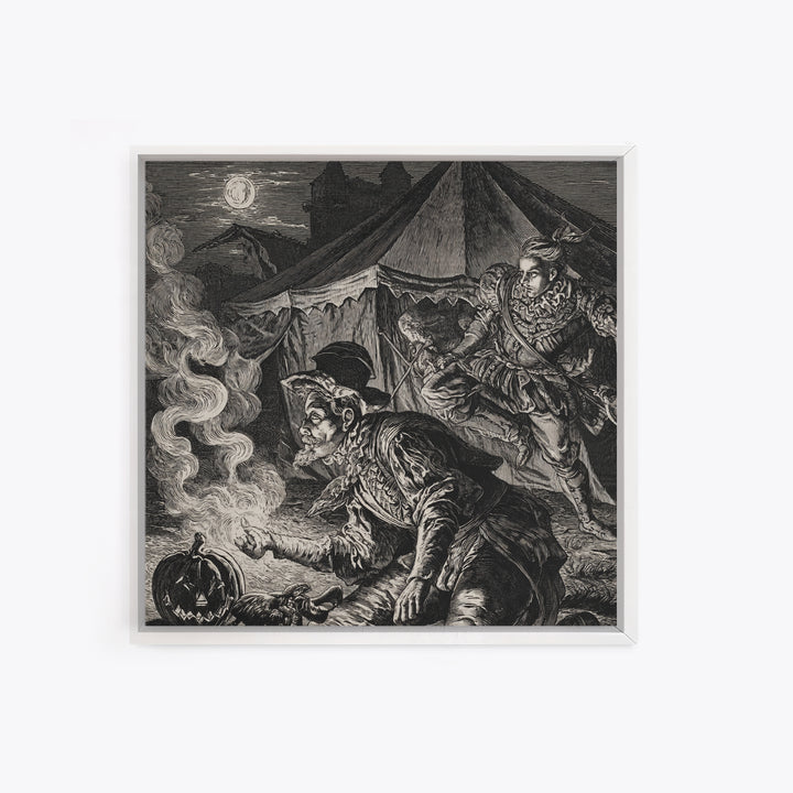 The Jack-O'-Lantern Circus, Renaissance Engraving Art, Square Wall Art, Dark Fantasy Wall Art, Canvas Print, Halloween Wall Art
