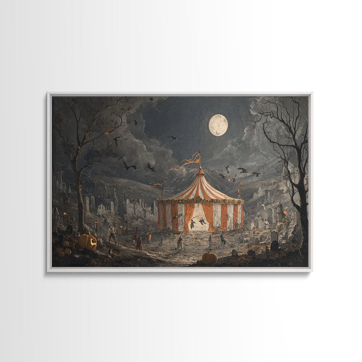 The Jack-O'-Lantern Circus, Romantic Gothic Landscape, Landscape Wall Art, Gothic Horror Wall Art, Canvas Print, Gothic Home Decor
