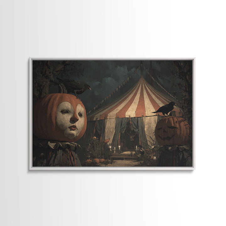 The Jack-O'-Lantern Circus, Symbolist Gothic Landscape, Landscape Wall Art, Dark Fantasy Wall Art, Canvas Print, Halloween Wall Art