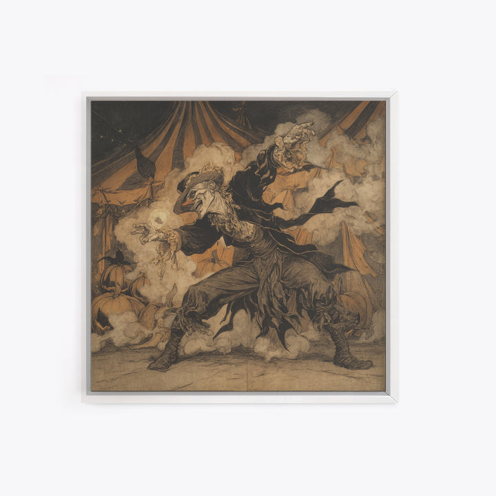 The Jack-O'-Lantern Circus, Decadent Gothic Art, Square Wall Art, Dark Halloween Decor, Canvas Print, Halloween Wall Art