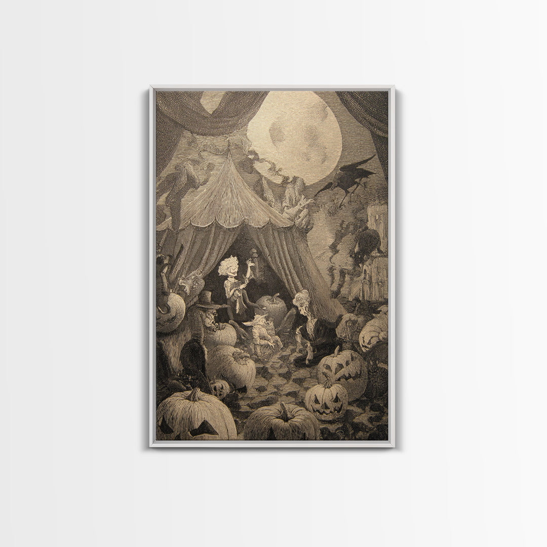 The Jack-O'-Lantern Circus, Victorian Macabre Art, Vertical Wall Art, Gothic Horror Wall Art, Canvas Print, Halloween Wall Art
