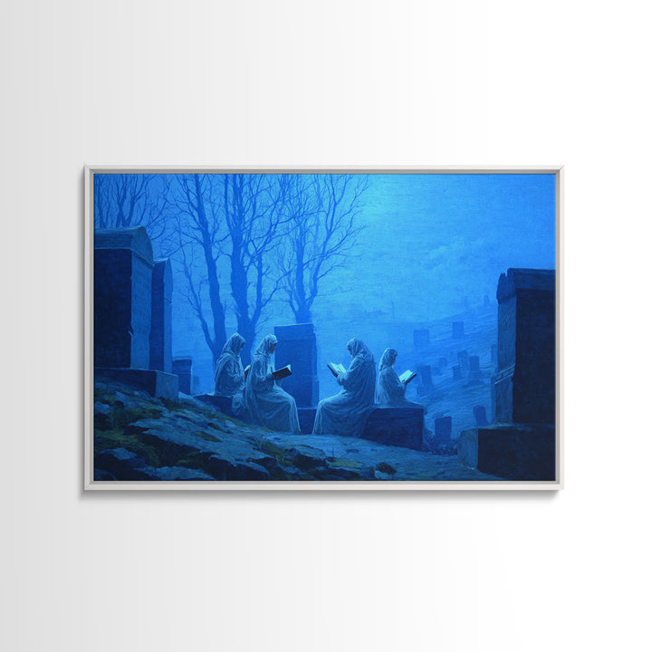 The Graveyard Book Club, Romantic Gothic Landscape, Landscape Wall Art, Macabre Wall Art, Canvas Print, Halloween Wall Art